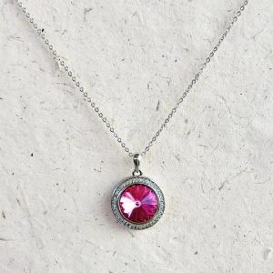 Platinum Plated Round Swarovski Crystal Elements Pendant